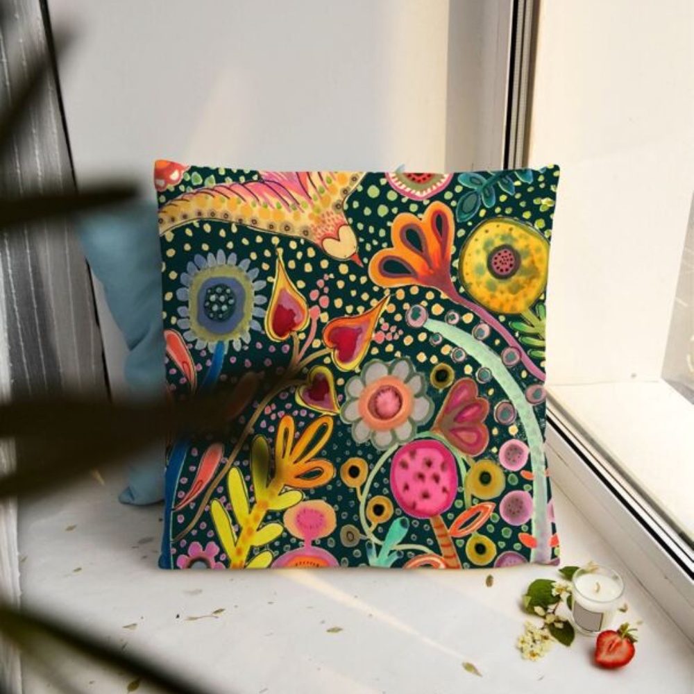 Boho Floral Print Plants Pillow Cover 2 Pack Set - Picture 2 of 6